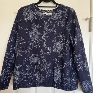 LOFT Women's Navy Blue Long Sleeved Top, size large